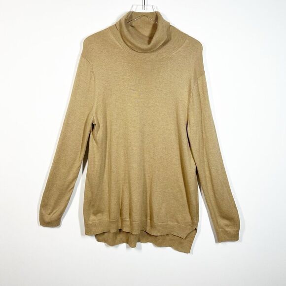 Gap Designed + Crafted Women’s Size Large Turtleneck High Low Sweater Khaki Tan - Picture 6 of 6